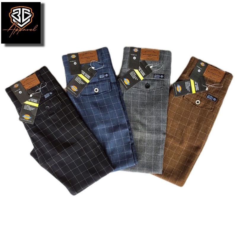 Celana Tartan Pria Panjang Dickies Premium Celana Tartan Motif Kotak Garis
