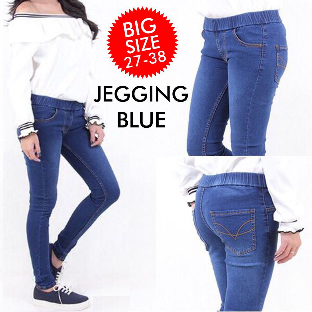 CELANA PINGGANG KARET BIGSIZE JUMBO SOFTJEANS STRETCH JEGGING ADA 35-38 39-42 CELANA LEGGING