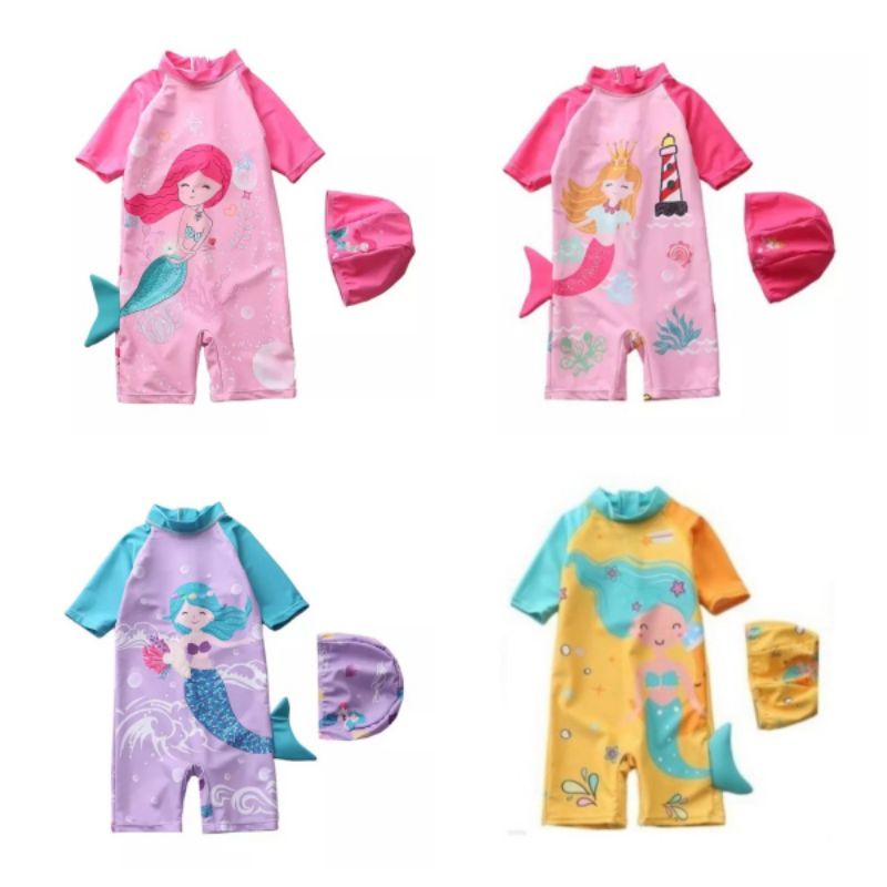 Baju Renang Anak Perempuan Cewek Baby Gir Mermaid Girl Swimsuit 1 2 3 Tahun