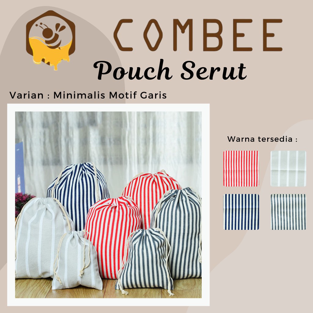 Pouch Serut / Serbaguna / Souvenir / Minimalis Motif Garis