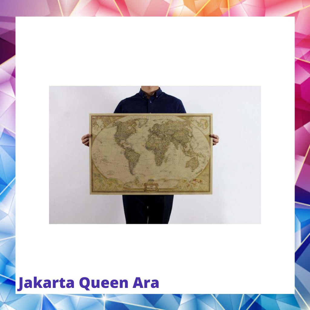 Poster Peta Dunia Large Vintage World Map 104 x 69 cm - N40