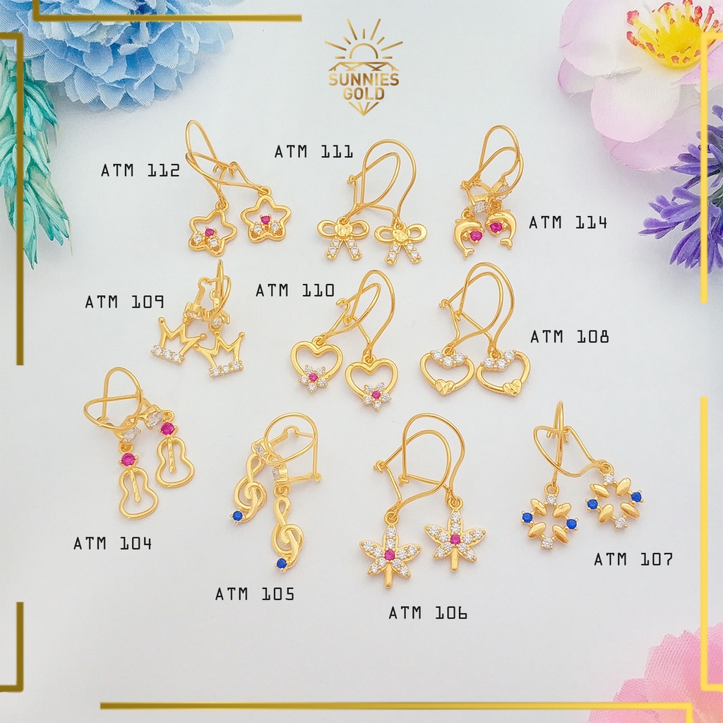 ANTING EMAS ASLI KADAR 8K (EMAS 375) ANTING KASUAL REMAJA KOREA STYLE LUCU KOLEKSI EARRING MURAH - A