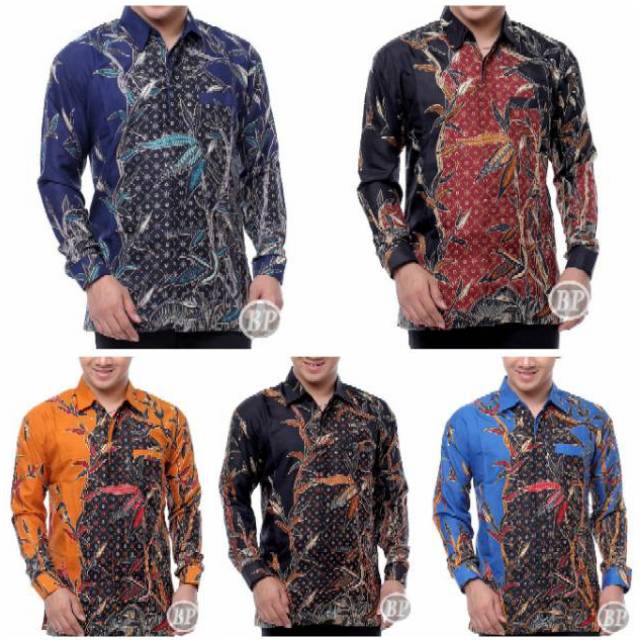 KEMEJA SEMI SUTRA PRADA BATIK LENGAN PANJANG MOTIF BATIK PEKALONGAN FASHION PRIA MOTIF DAUN PRING G1