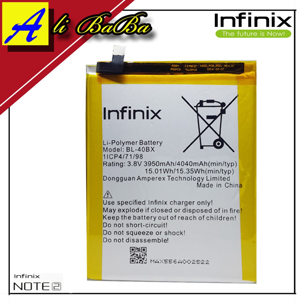 Baterai Hanphone Infinix Hot Note 2 X600 BL-40BX Double Power Infinix Batu Batre Infinix Hot Note 2