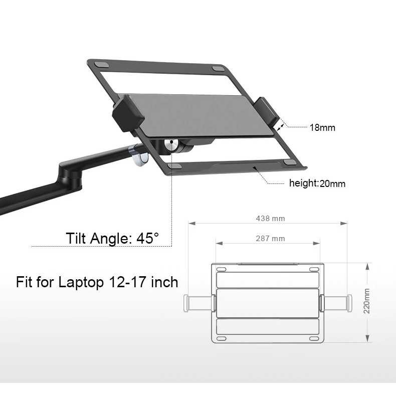 Bracket Monitor Dual Arm Vesa Mount Laptop Holder Full Motion Adjust