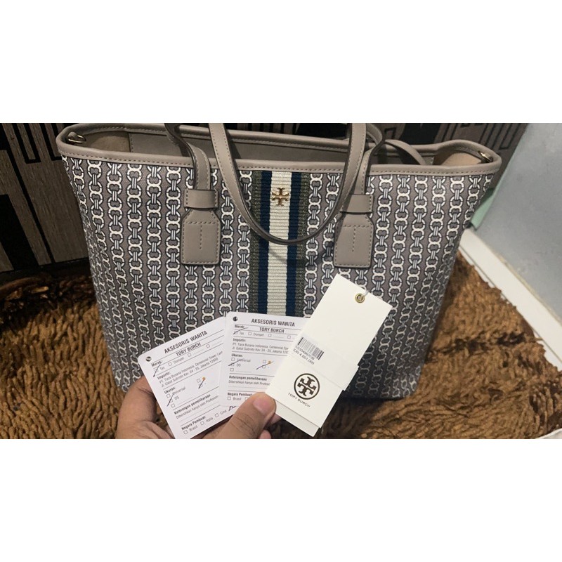 Preloved Tory Burch Gemini Link Canvas Small Tote