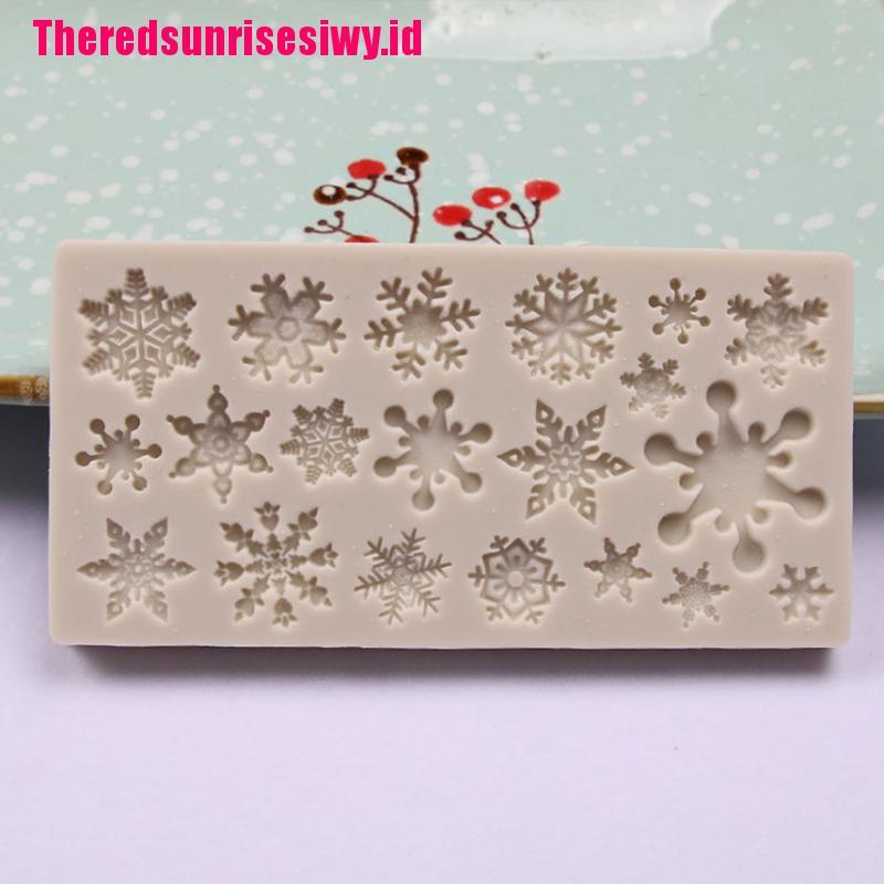 (Theredsunrisesiwy.Id) Cetakan Kue / Coklat Motif Snowflake Natal Bahan Silikon Anti Lengket