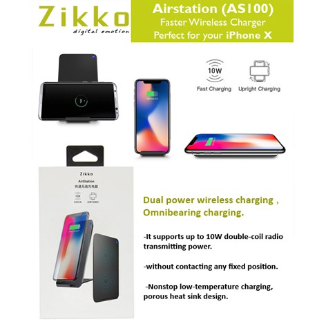 ZIKKO AIRSTATION FASTER WIRELESS CHARGER AS100 ORIGINAL AKSESORIS HP MURAH DISKON TERMURAH