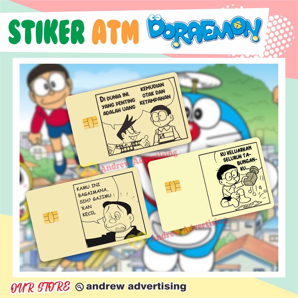 STIKER ATM DORAEMON | GARSKIN / STIKER KARTU ATM / SKIN KARTU ATM / DEBIT / CREDIT / EMONEY / FLAZZ