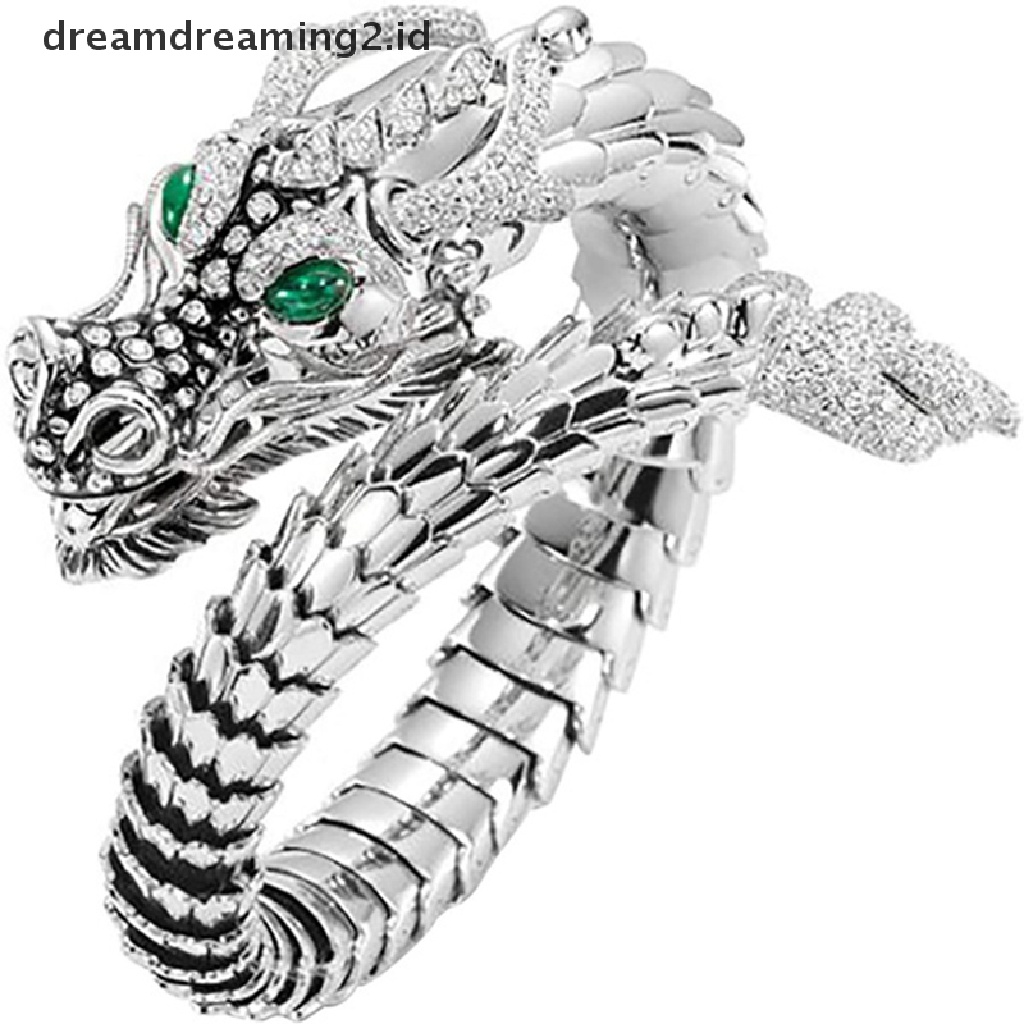 Cincin Pria / Wanita Model Naga Cina Unik Keren Ukuran Adjustable