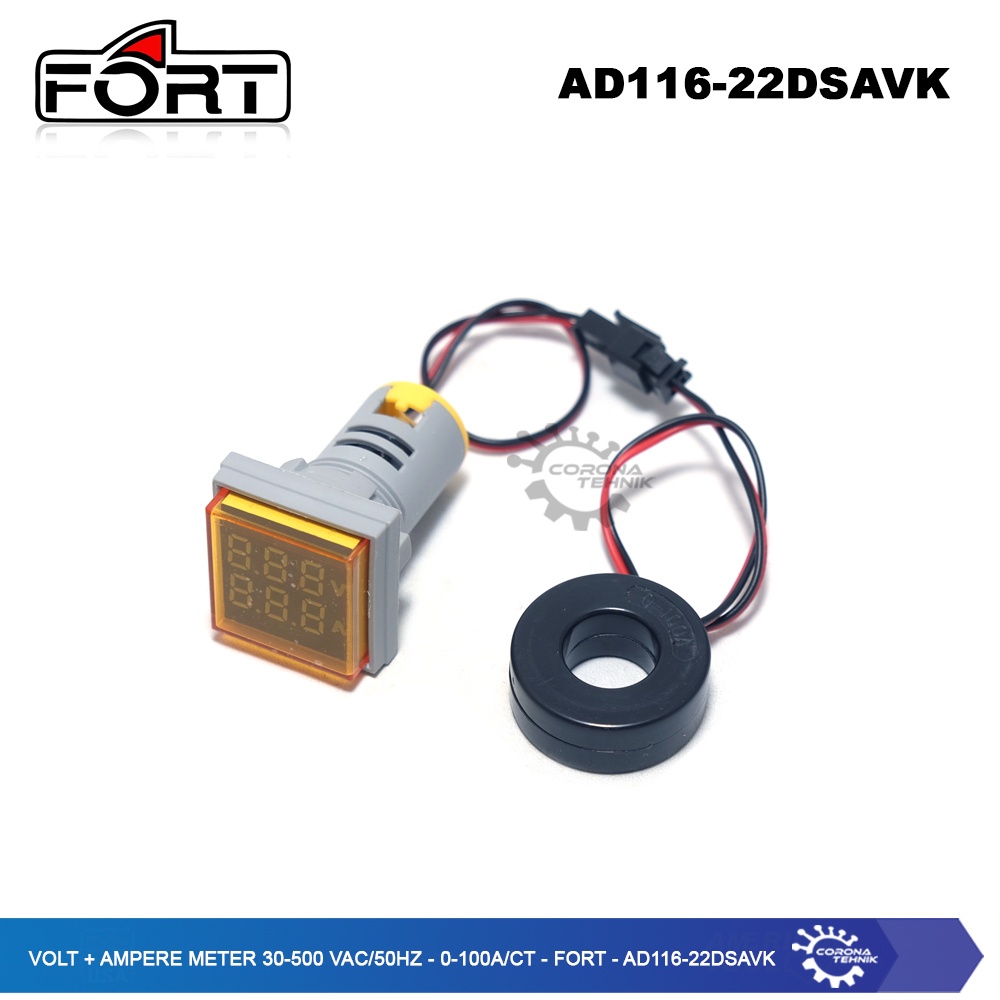 Fort - AD116-22DSAVK - Volt + Ampere Meter 30-500 VAC/50Hz - 0-100A/CT