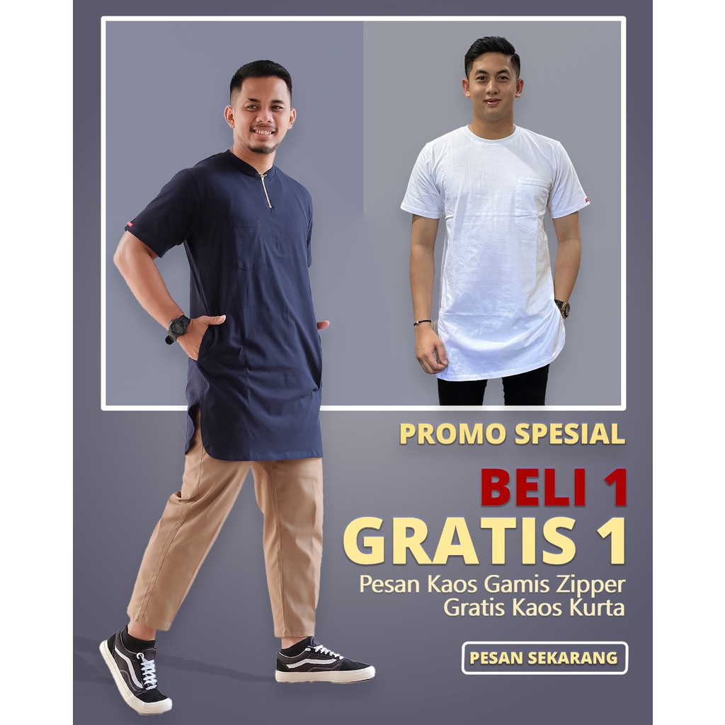 Gamis Zipper Free Kaos Kurta