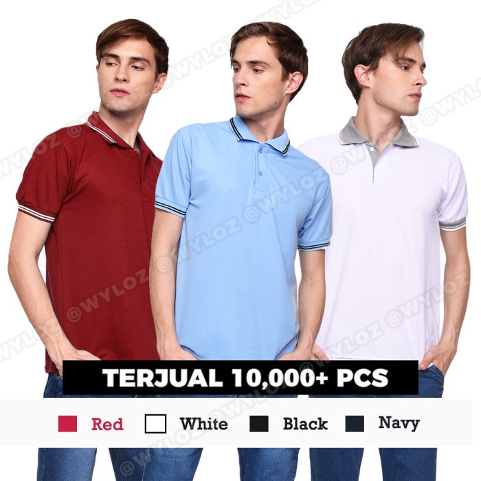 TERBARU Kaos Polo Shirt Kerah Pria Polos Rasa Distro Gildan Bahan Lacoste