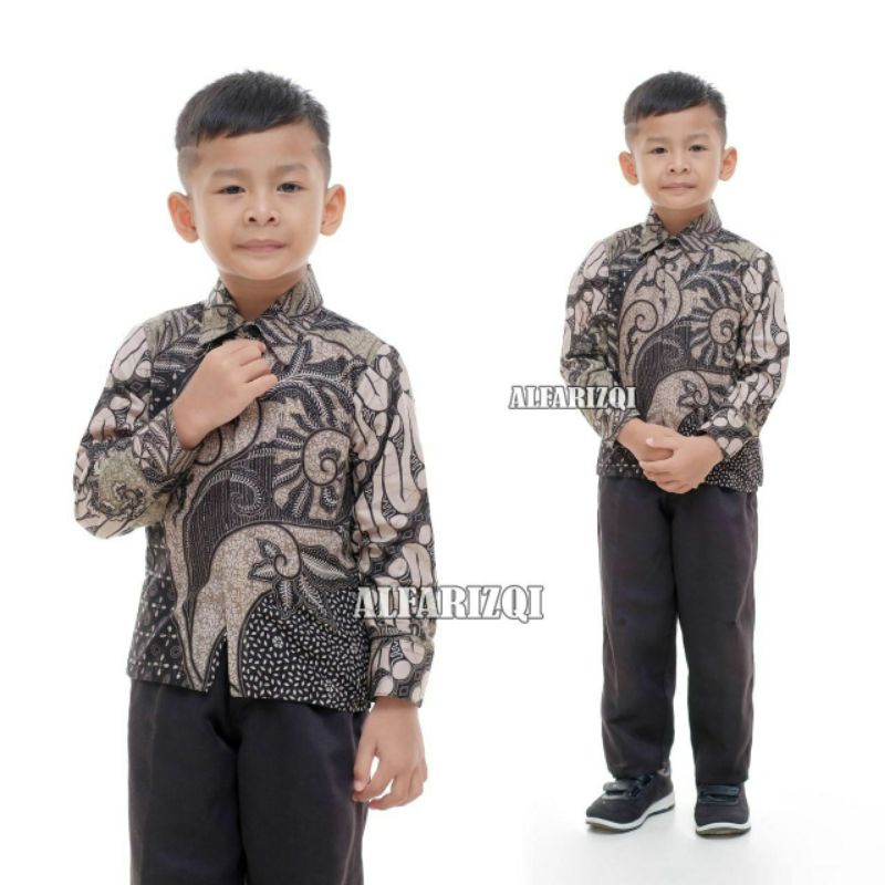 KEMEJA BATIK ANAK COWOK BAJU BATIK ANAK LENGAN PANJANG UMUR 2-12 TAHUN