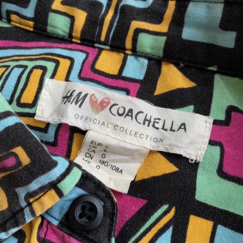 H&amp;M x Coachella Kemeja Lyocell Motif Print Adem Pria Shirt Pantai Kasual Original