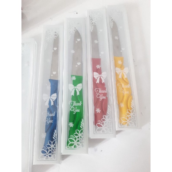 Pisau Buah Souvenir Pisau Dapur Kecil Box Mika | Warna dikirim Random