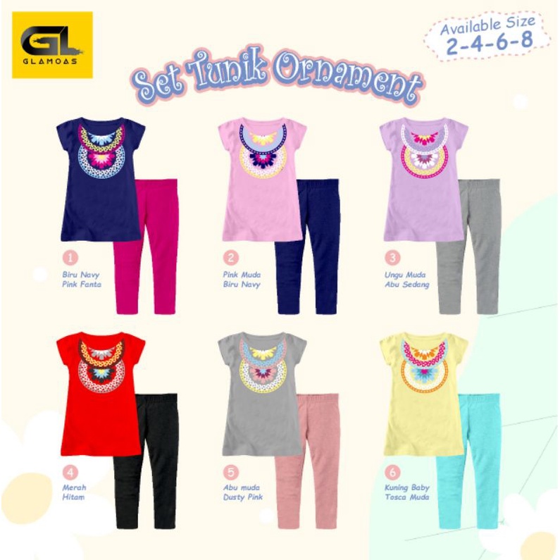 baju anak perempuan tunik setelan one set glamoas set tunik legging perempuan