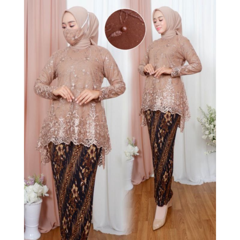 ADE✓Set Kebaya MIKHA/Kebaya Fashion/Kebaya Tulle/Kebaya Wisuda/Kebaya Cantik