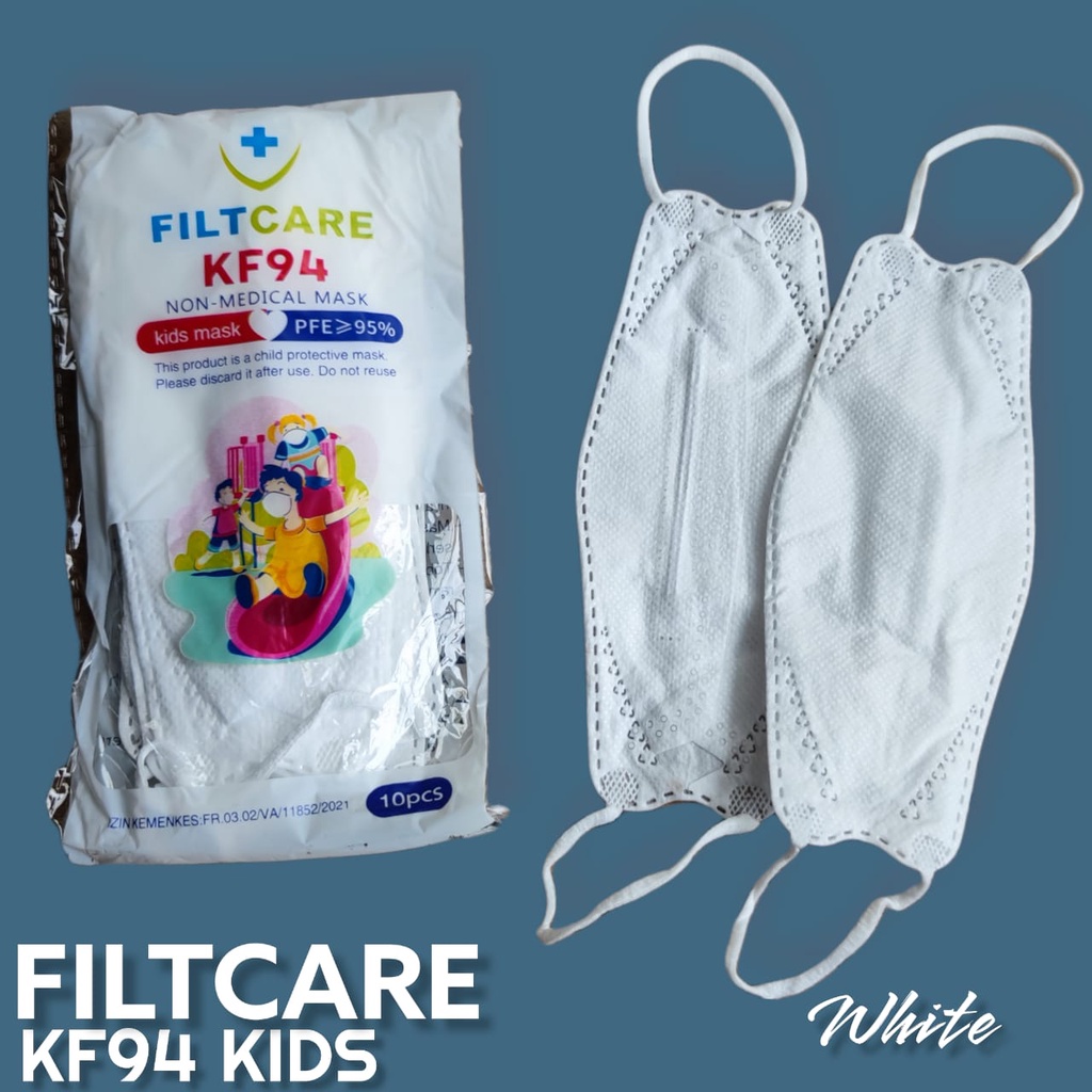 DR ITC KF94 FILT CARE ANAK POLOS PUTIH HITAM - MASKER KF94 ANAK KIDS EVO 4PLY WARNA