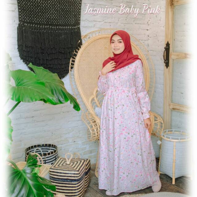 Gamis Alma Jasmin Baby Pink by Dhiya Official