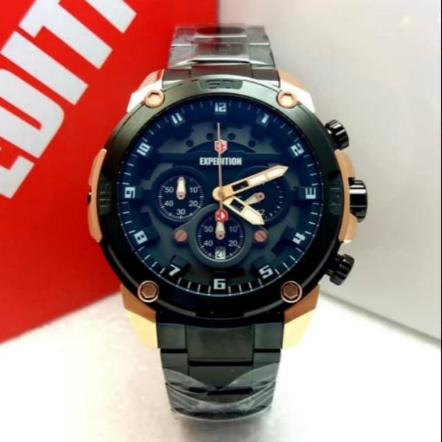 JAM TANGAN EXPEDITION PRIA E 6787 BLACK ROSEGOLD ORIGINAL