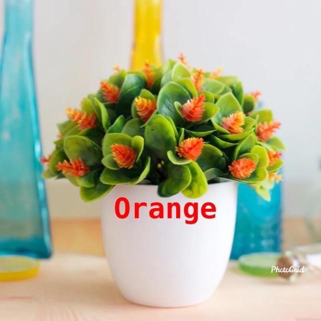 TL88 P2039 POT TANAMAN  BUNGA HIAS BUNGA DEKORASI RUANGAN BUNGA PLASTIK HIAS-Orange