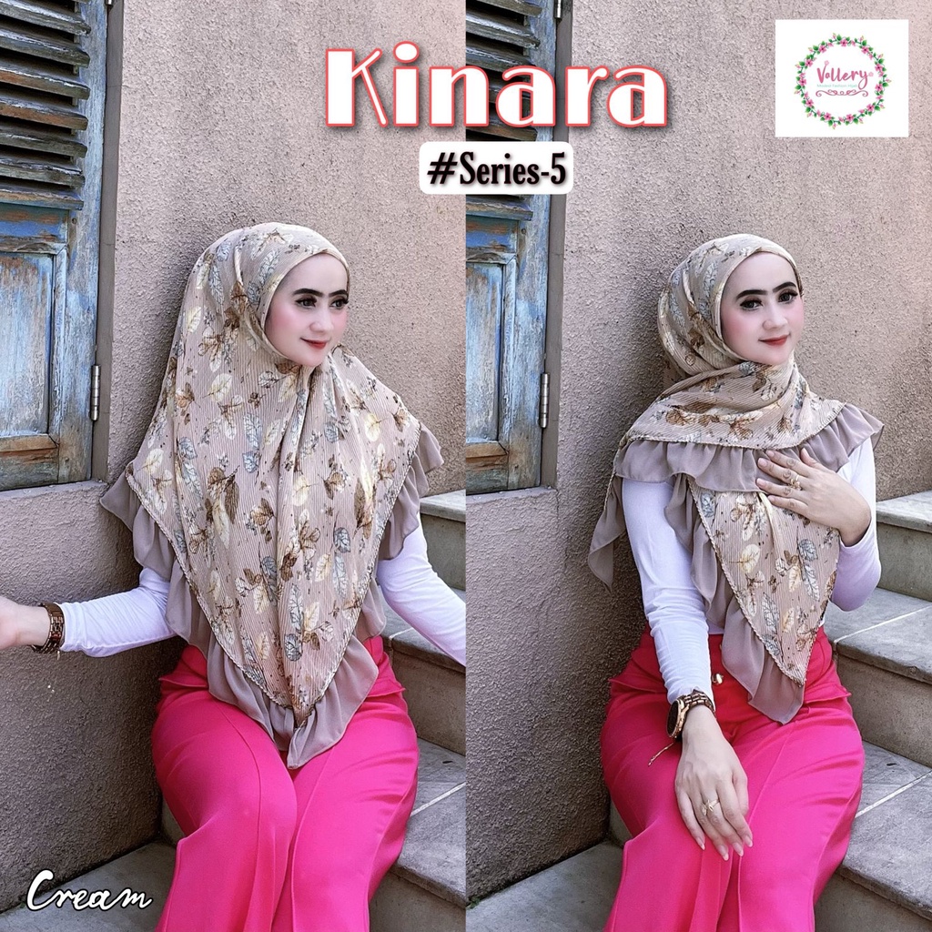 Jilbab Segiempat Segi Empat Square Kinara Plisket Ori Vallery Hijab-CREAM