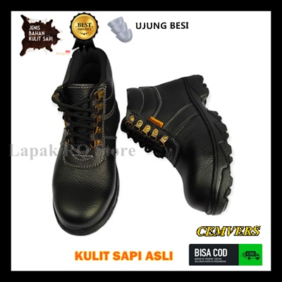 SEPATU SAFETY CEMVERS SEMI BOOTS SEPATU SAFETY UJUNG BESI KULIT ASLI ORIGINAL