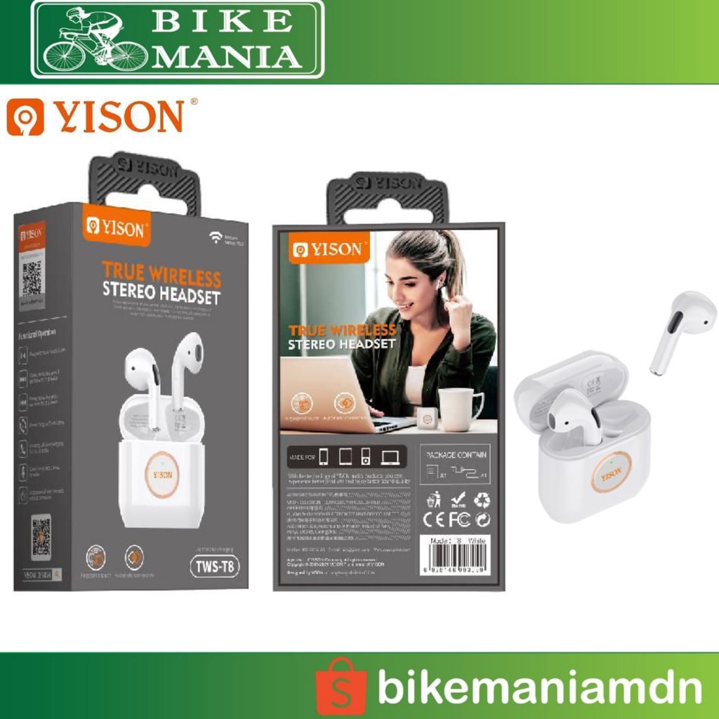 Yison TWS-T8 Sport Olahraga Lari Earphones Wireless Headset Bluetooth
