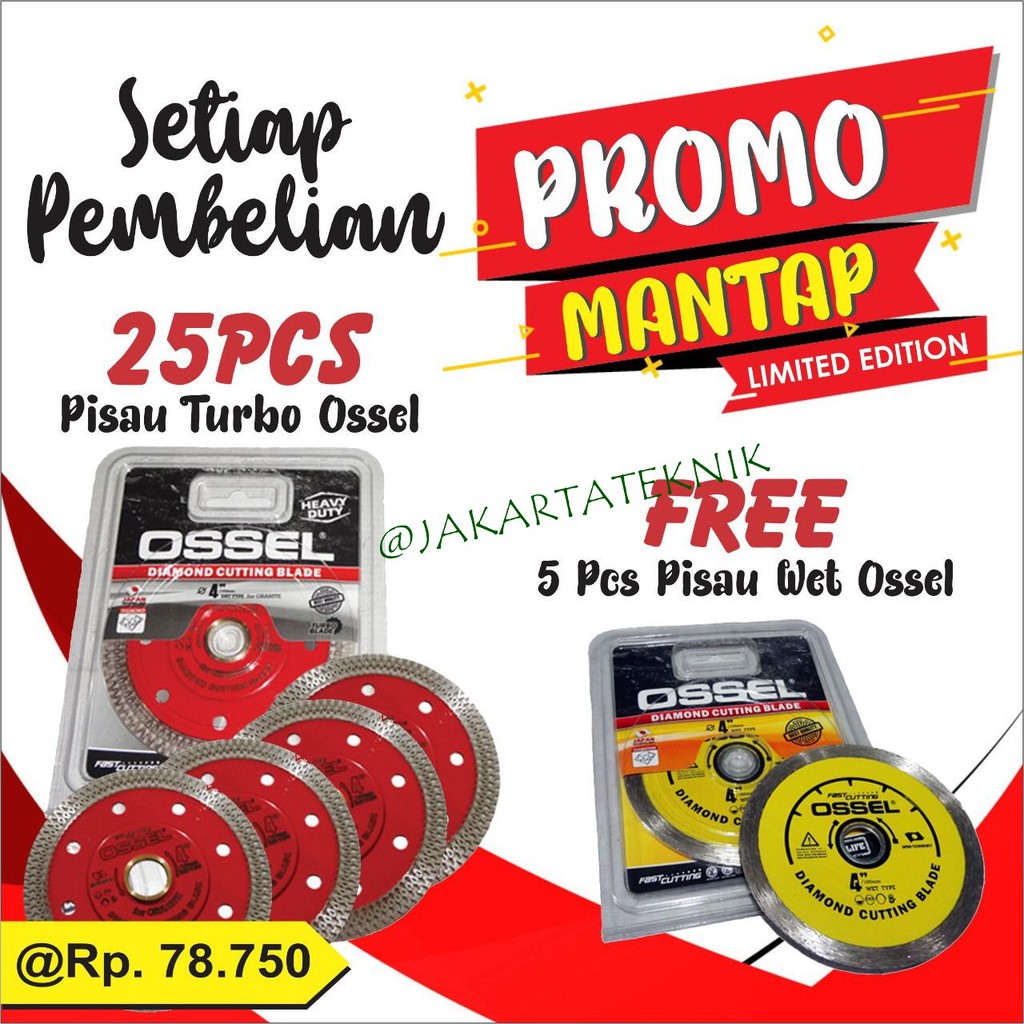 PROMO Paket Pisau Potong Keramik Turbo 25pc GRATIS 5pc Wet Ossel