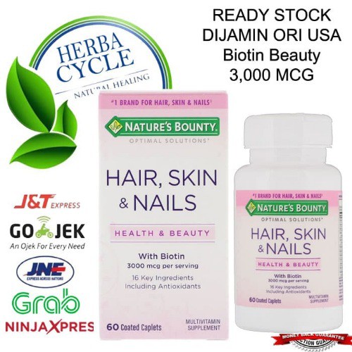 Natures Bounty Hair Skin Nails 60 Tab Nature Bounty Biotin Ori USA