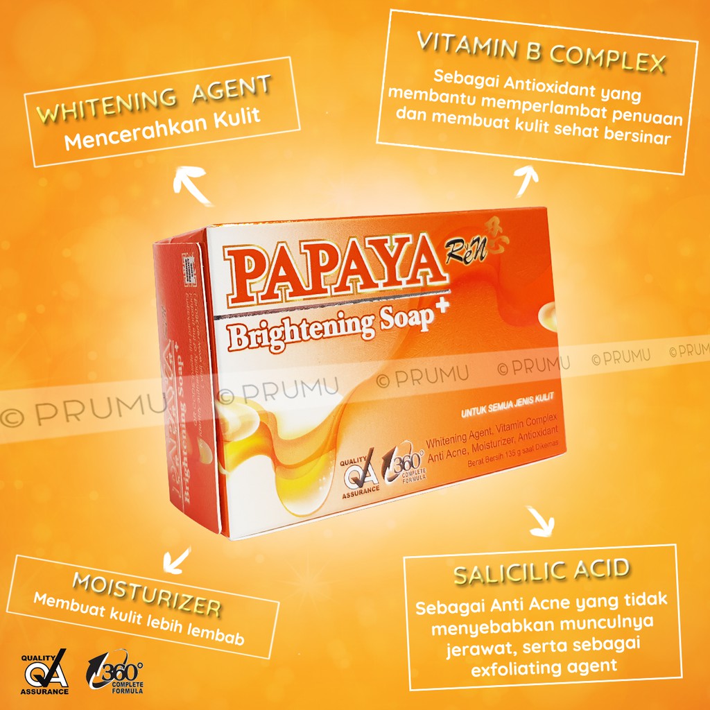 Ren Papaya Brightening Soap 135gram - Sabun Papaya - Papaya Soap - Sabun Muka - Papaya Ren Gold