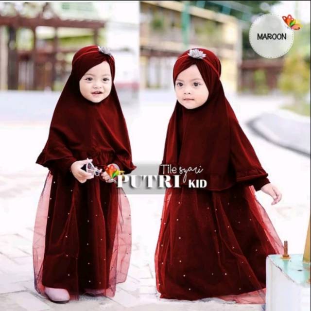 Busana muslim anak perempuan baju anak STL Kids syar'i putri tile