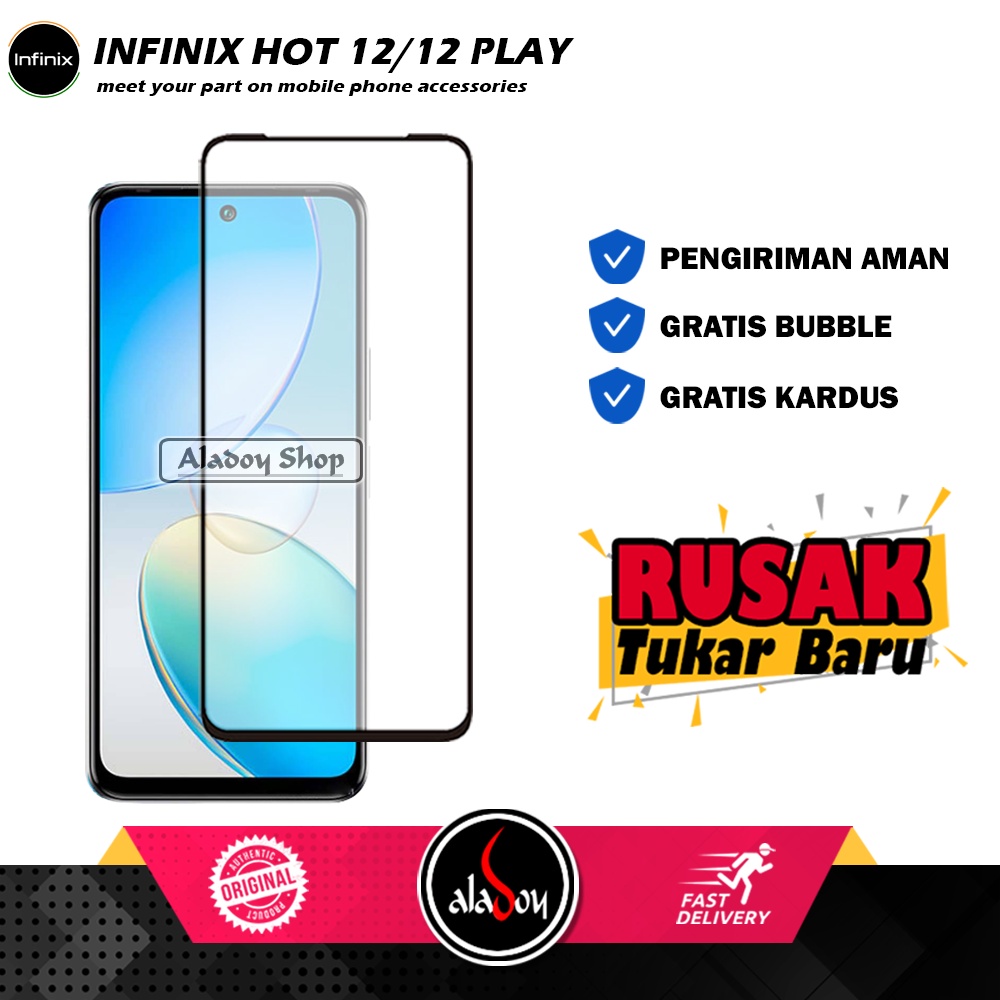 Case Infinix Hot 12 2022 Armor Fushion Transparent Casing + Tempered Glass Full Layar dan Skin Carbon