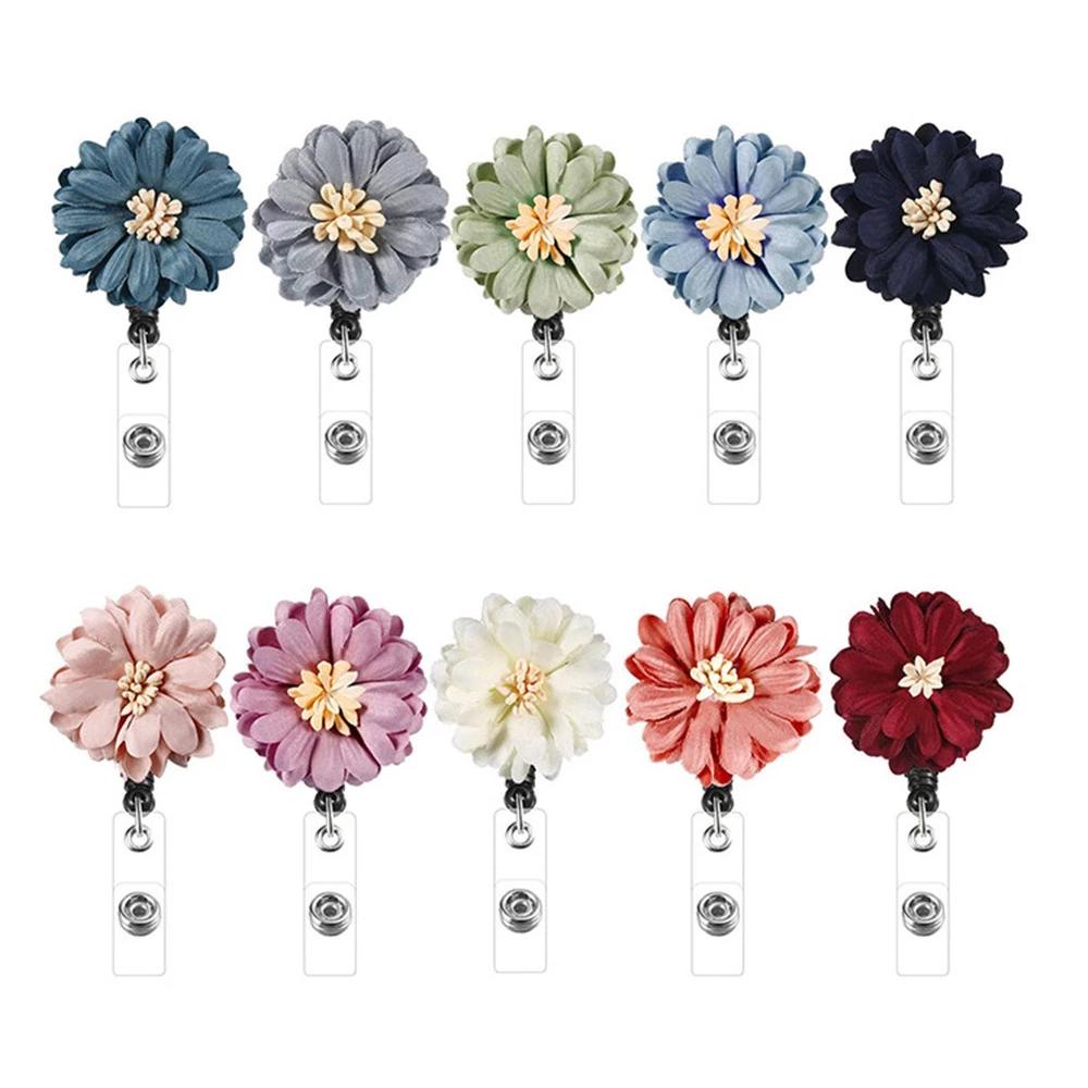 Lanfy ID Badge Holder Flower Shaped Work Card Badge Holder Clip Card Holder Klip ID Card Name Tag Holder Gantungan Kunci