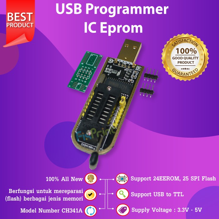 USB Programmer IC Eprom CH341A Module Flash BIOS Eeprom 24 25 Series Alat Program IC Eprom BIOS