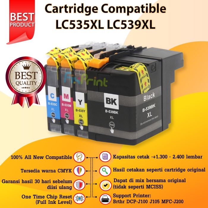 Cartridge Compatible LC535XL LC539 LC535 XL Tinta Printer Brthr DCP-J100 J105 MFC-J200