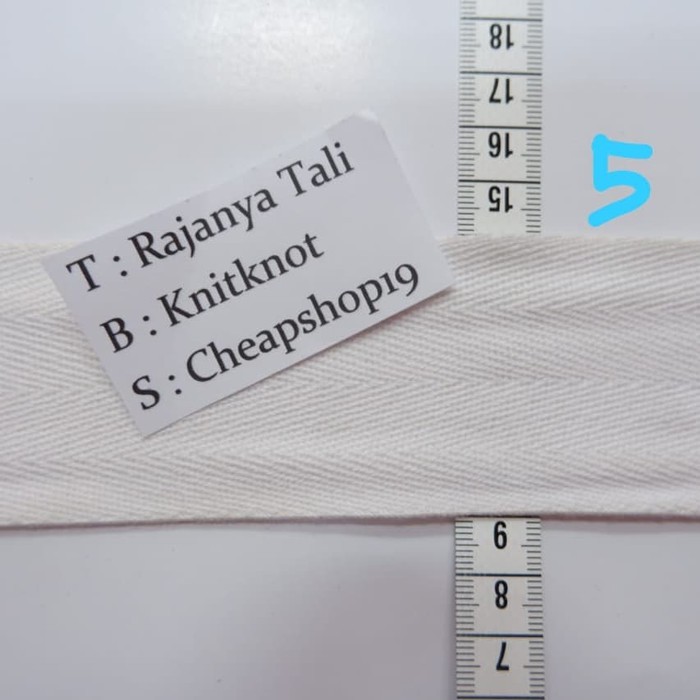 

Pita Katun/Twill tape cotton/Cotton tape 5cm 36yds - Mentah Rawhite RJT