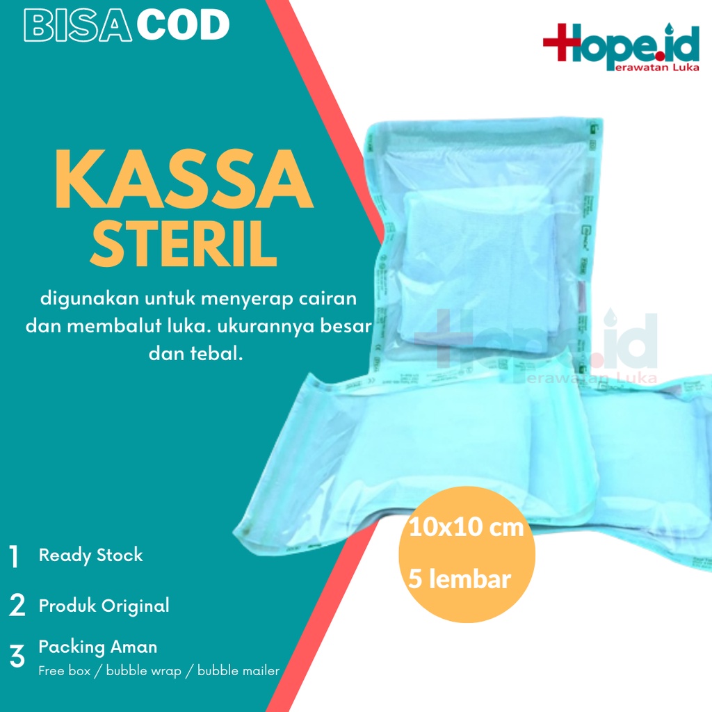 Kasa steril ukuran 10x10 isi 5pcs | Kasa balutan luka | Gauze Swab