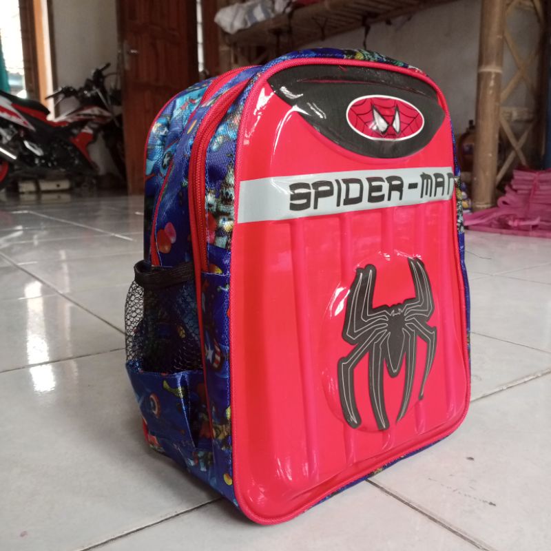 ransel SD TK PAUD LABA LABA SPIDERMAN LOGO nyala LED timbul 3D