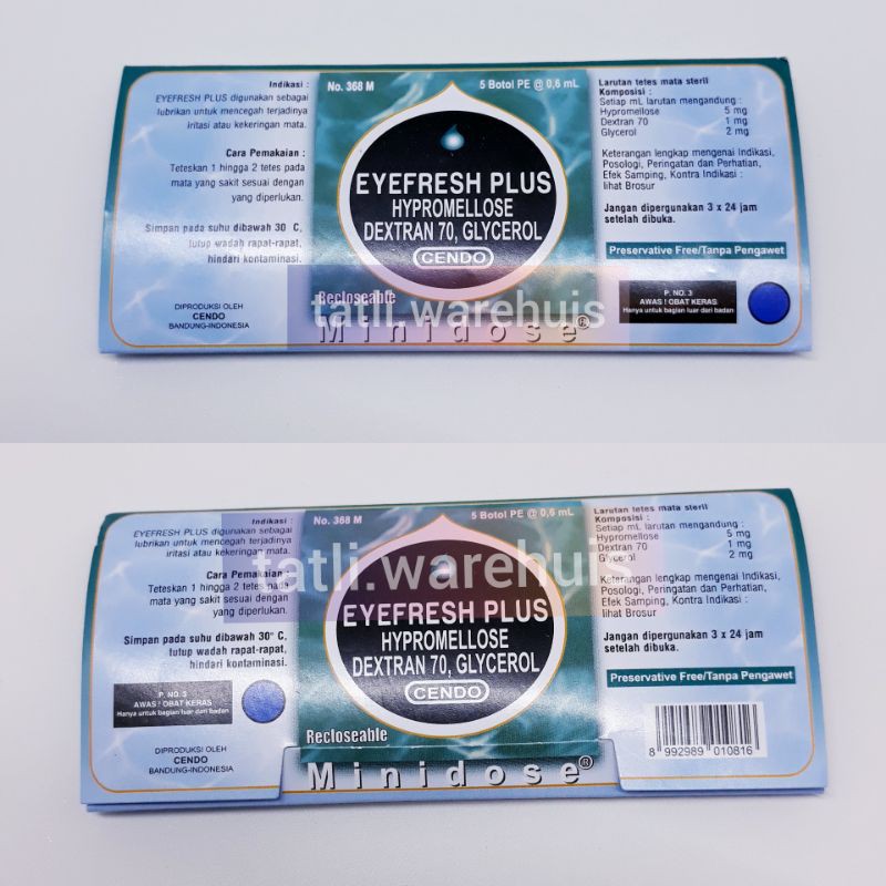 Cendo Eyefresh Plus Minidose Obat Tetes Mata Kering Iritasi Eye Fresh exp 2023 Mini Dose