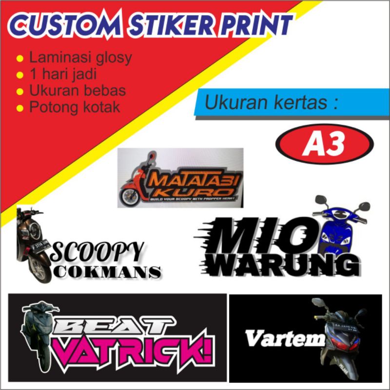Custom Stiker Print Motor Vario Beat Mio Lexi Nmax