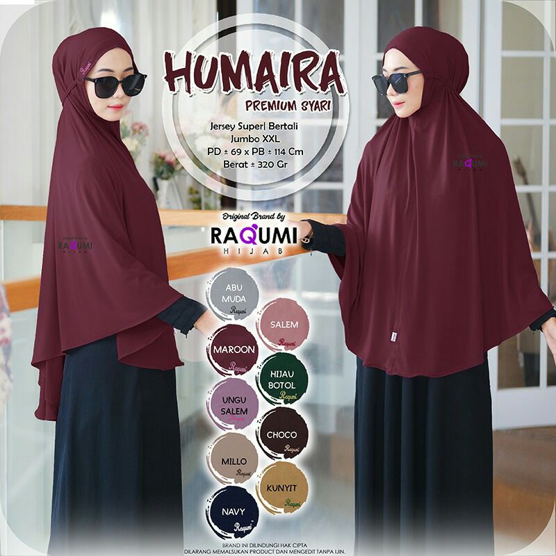 Hijab Khimar Instant Terbaru Humaira Premium Original by Raqumi X MNV Hijab