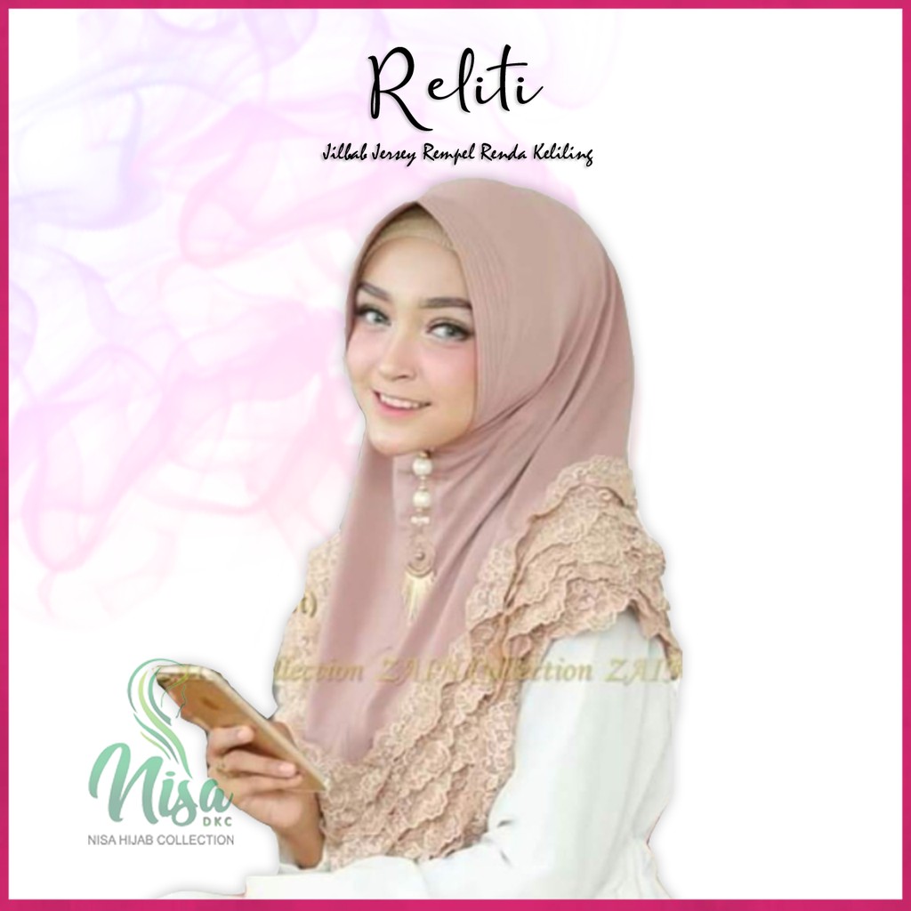 Jilbab Instan Hijab Reliti Bergo Jersey Renda Tumpuk