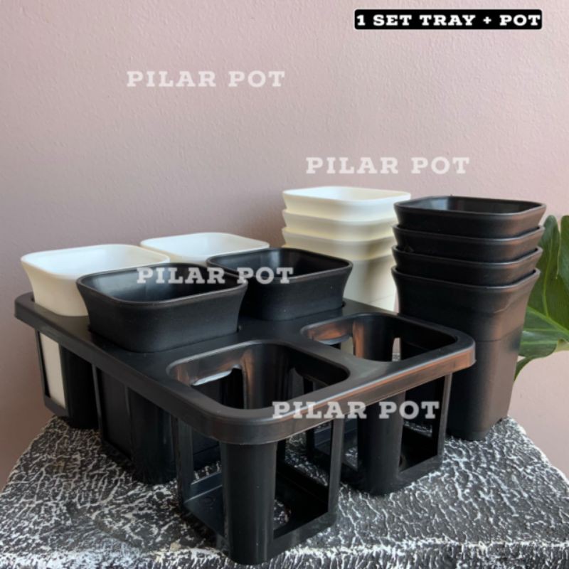 1 set Tray + pot bunga tanaman nkt kotak 8 cm | tray semai bibit