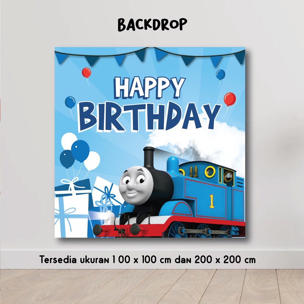 BACKDROP THOMAS AND FRIENDS HAPPY BIRTHDAY CUSTOM NAMA DEKORASI ULTAH PESTA HIASAN ULANG TAHUN HBD W