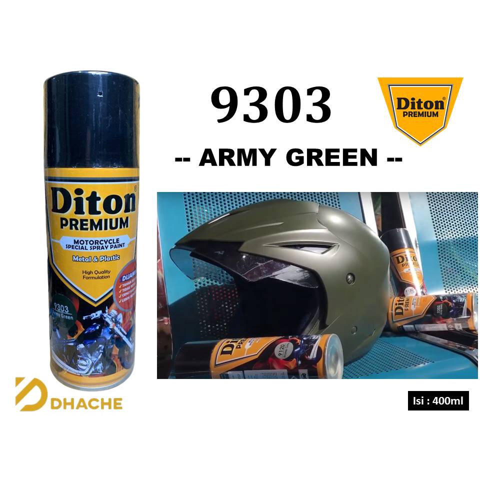 Cat Pilox Diton Premium ARMY GREEN 9303 400cc warna hijau gelap tentara sepeda motor mobil pylox