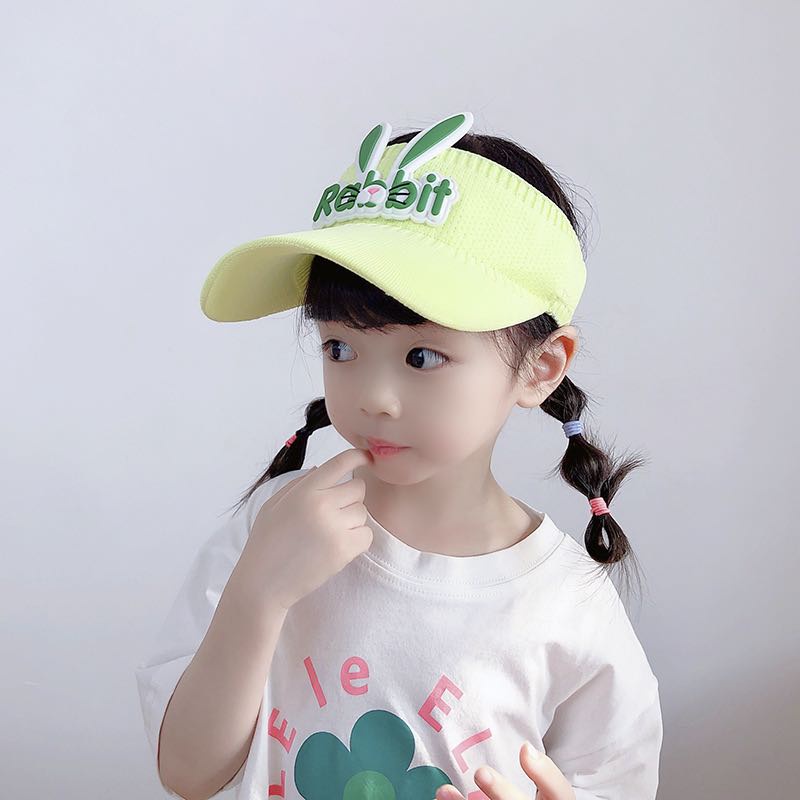 Topi Anak Rajut Visor Pantai Sunshade Motif Rabbit Baseball Anti Uv - Topi Anak