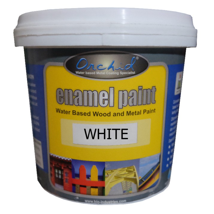  Cat  Besi  dan Kayu Waterbased Orchid Enamel Paint White 