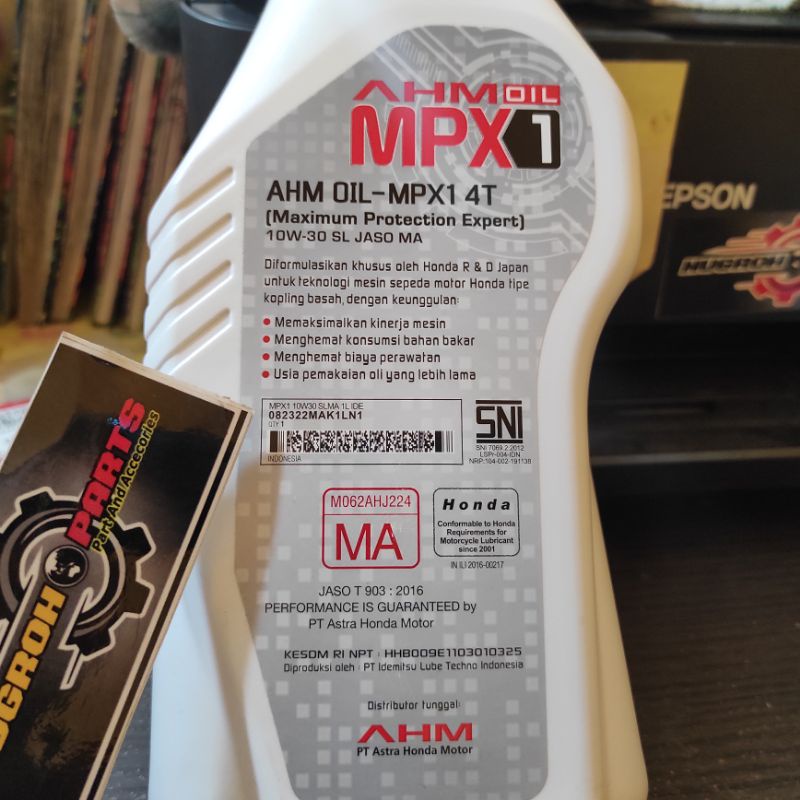 AHM Oil MPX1 1 Liter 10W-30 SL JASO MA Original Asli Honda